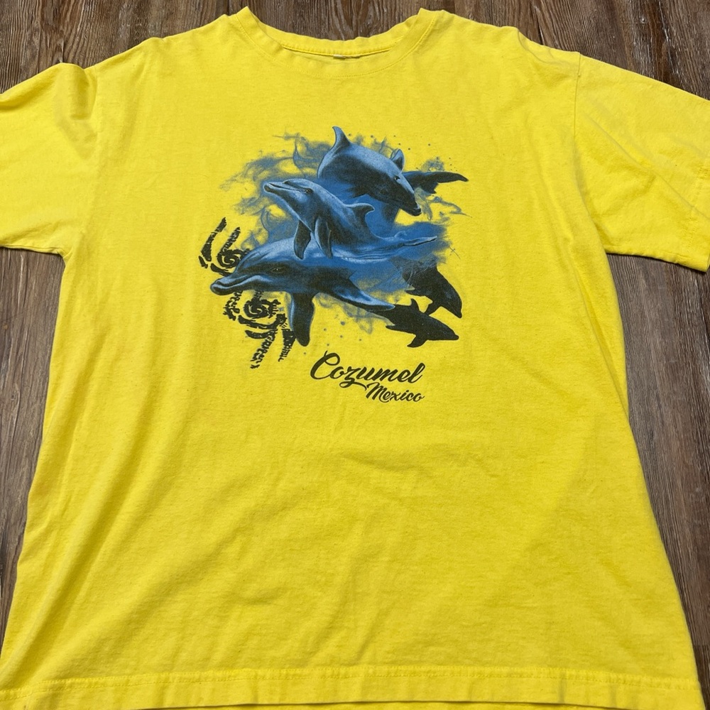 Yellow Vintage 90s Cozumel Mexico Dolphin Tee